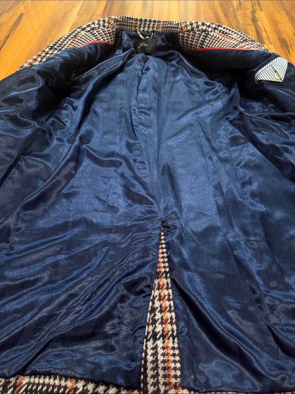 J.CrewWool Blend Plaid Long Coat in Black & Cream - Picture 4 of 4